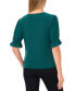 Women's Puff-Sleeve Button-Shoulder Knit Top