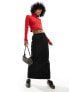 Фото #1 товара Monki nylon drawstring maxi skirt in black