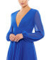 ფოტო #3 პროდუქტის Women's V-Neck Illusion Long Sleeve Chiffon Gown