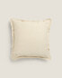 Fringed linen cushion cover