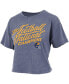 ფოტო #2 პროდუქტის Women's Navy Distressed Michigan Wolverines College Football Playoff 2023 National Champions Vintage-Like Waist-Length T-shirt