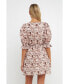 Women's Floral Linen Mini Dress with Tie