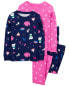 Фото #1 товара Kid 4-Piece Ice Skate & Snowflake Cotton Blend Pajamas 5