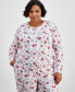 ფოტო #2 პროდუქტის Plus Size 2-Pc. Soft Knit Floral Pajamas Set, Created for Macy's