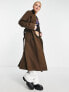 Фото #1 товара Object wool blend trench coat in brown