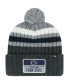 Фото #1 товара Men's Charcoal Penn State Nittany Lions Stack Striped Cuffed Knit Hat with Pom