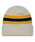 Фото #2 товара Men's Cream Pittsburgh Steelers Team Stripe Cuffed Knit Hat