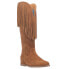 Фото #2 товара Dingo Hassie Fringe Round Toe Wedge Pull On Womens Brown Casual Boots DI935-255