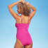 Women's Center Front Shirring One Piece Swimsuit - Shade & Shore Hot Pink L