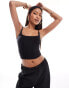 Фото #1 товара Kaiia slinky bow detail square neck cami top in black