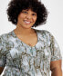 ფოტო #3 პროდუქტის Plus Size Printed V-Neck Top, Created for Macy's