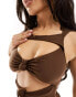 Фото #2 товара Public Desire cut out knot front swimsuit in brown