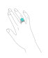 ფოტო #3 პროდუქტის Large Rectangle Cabochon Gemstone Milgrain Set Blue Turquoise Western Statement Ring For Women Filigree Scroll Band .925 Sterling Silver