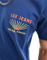 Lee back canoe logo print t-shirt in dark blue