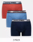 Jack &Jones 3 pack trunks with contrast waistband in blue