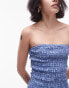 Фото #4 товара Topshop shirring check bandeau maxi dress in blue