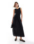 Фото #1 товара Mango drop waist midi dress in black