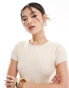 ASOS DESIGN knitted crew neck midaxi dress in rib in cream