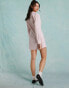 Фото #6 товара Miss Selfridge poplin lace up mini shirt dress in pink stripe