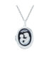 ფოტო #1 პროდუქტის Victorian Style Black White Carved Mother and Child Loving Cameo Photo Locket Pendant Son Daughter Necklace Sterling Silver Women Hold Picture