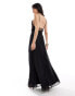 Hope & Ivy high neck embroidered maxi dress with split in black