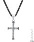 Фото #3 товара Men's Two-Tone Stainless Steel Simulated Black Diamond Cross 24" Pendant Necklace