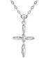 ფოტო #1 პროდუქტის Cubic Zirconia Marquise Cross Pendant Necklace in Sterling Silver, 16" + 2" extender, Created for Macy's