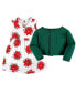 Baby Girls Cotton Dress and Cardigan Set, Poinsettia