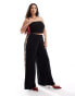 Yours wide leg trouser with leopard detail in black