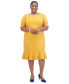 ფოტო #4 პროდუქტის Women's Round-Neck Short-Sleeve Ruffle-Hem Dress