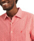 ფოტო #3 პროდუქტის Men's Geo Pattern Short Sleeve Linen-Blend Shirt