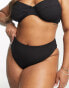 Simply Be – Bikinihose in Schwarz in Knitteroptik mit hohem Beinausschnitt