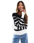 River Island fine knit top in black and white stripe Черный, 42 - фото #1