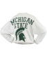 Фото #4 товара Women's White Michigan State Spartans Raw Hem Cropped Long Sleeve T-shirt