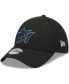 ფოტო #2 პროდუქტის Men's Black Miami Marlins Logo 39THIRTY Flex Hat