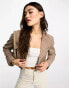 Фото #4 товара Stradivarius cropped linen blazer in taupe