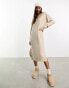 Y.A.S v neck knitted jumper dress in oatmeal