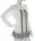 Max Studio Womens White Black Tunic Embroidered Long Sleeve Blouse Size Large