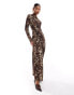 Фото #1 товара Daska jersey maxi dress with twist detail in animal print