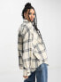 ASOS DESIGN oversized shacket with pockets in mono check