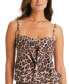 Фото #1 товара Women's Beach Cheetah-Print Bandeau-Neck Tankini Top, Created for Macy's