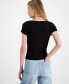 ფოტო #2 პროდუქტის Juniors' Square-Neck Double-Zip Tee