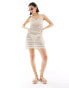 Фото #1 товара ASOS DESIGN knitted open stitch strappy mini dress in cream