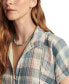 Фото #4 товара Women's Plaid Cotton Short-Sleeve Beach Shirt