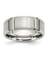 Фото #1 товара Stainless Steel Brushed Polished Grooved 8mm Edge Band Ring