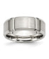 ფოტო #1 პროდუქტის Stainless Steel Brushed Polished Grooved 8mm Edge Band Ring