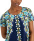 ფოტო #3 პროდუქტის Petite Oaklyn Ornate Short-Sleeve Top, Created for Macy's
