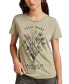 Фото #1 товара Women's Cotton Embellished Floral Graphic T-Shirt