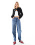 ASOS DESIGN high rise mom jeans in mid blue