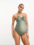 Mamalicious Maternity nursing swimsuit in spot print sage